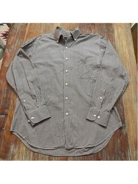 Robert Talbott Best of Class Button Down Shirt Large Brown Gingham